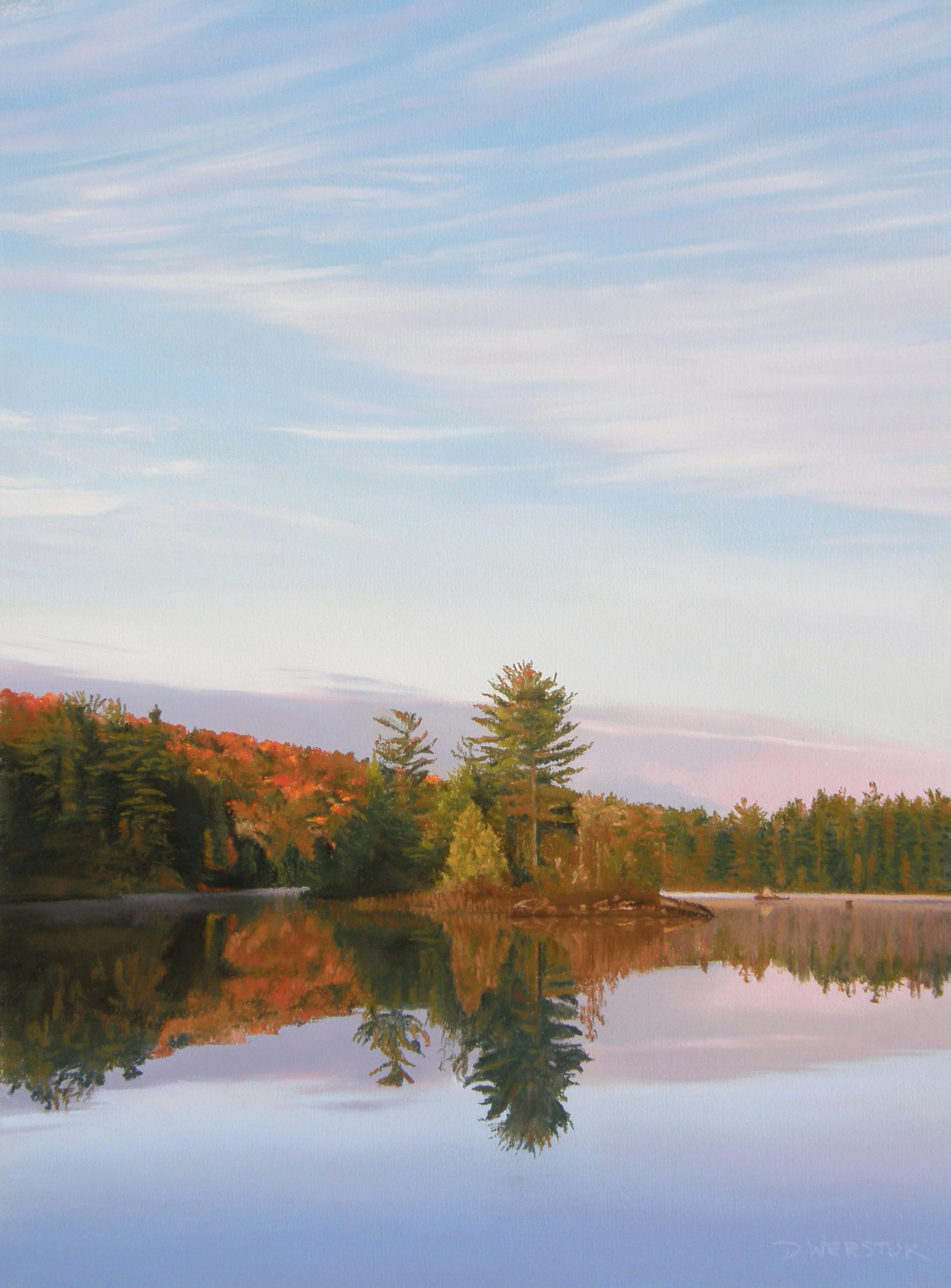 FallMorningLittleCedarLake18x135SoftPastel