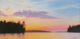 Algonquin Sunset, Lake Opeongo 18" x 36" Oil.