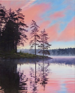 Rain Lake Morning 20” x 40”